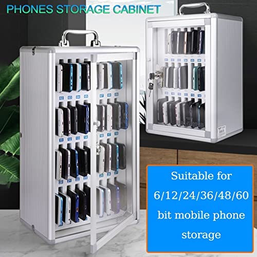 Clear Cellphone Lockers, Aluminum Alloy Pocket Chart Storage Cabinet for Cell Phones, Wall-Mounted with A Locked for Office Classroom (Color : Silver, Size : 12)