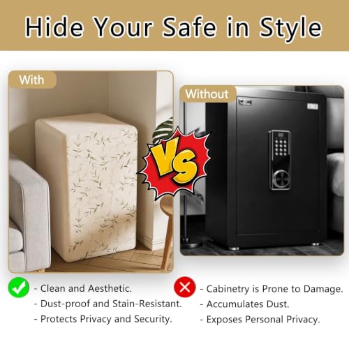 Concealed Safe Dust Cover Disguise, Brushed Fabric Dustproof Storage Covers with Elastic Fit, Decor Anti-Scratch Safe Lock Box Cover Protective for Home/Office(ligjt grey,42x39x70 cm/16.5x15.4x27.6")