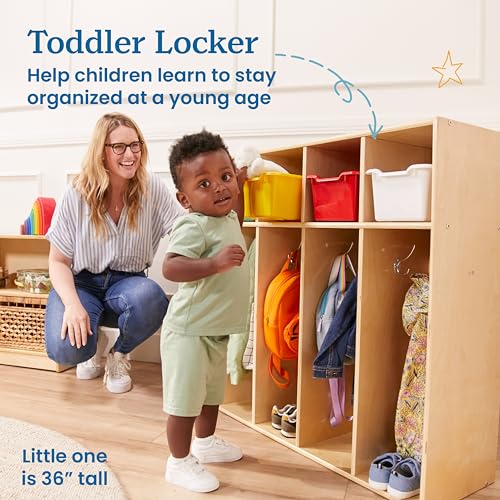 ECR4Kids Streamline 5-Section Toddler Coat Locker and 5 Scoop Front Bins, Cubby Storage, Assorted