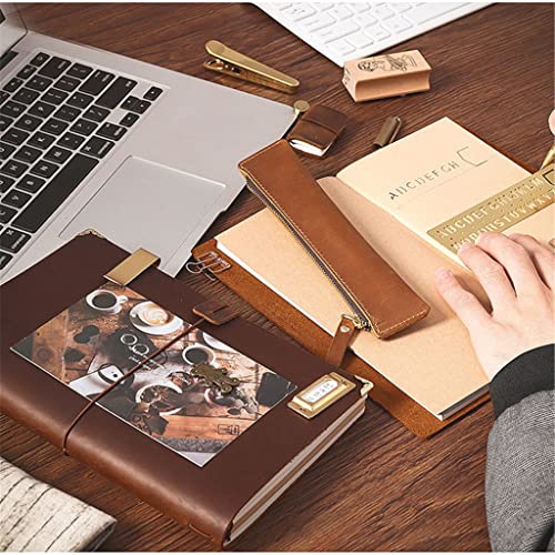 VIAENKFG Leather Notebook Handmade Vintage Diary Journal Sketchbook Planner Travel Cover(Style C)