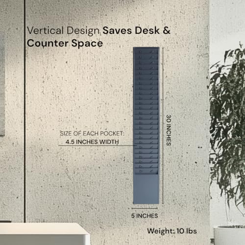 25-Slot Metal Wall Organizer Employee Time Card Rack, Fits 3.5-4.5in Cards
