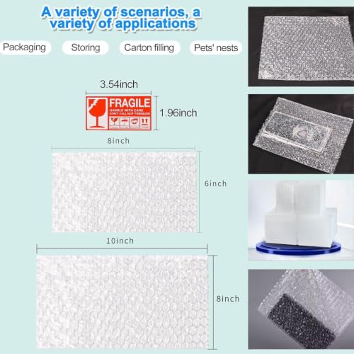 100 Pcs Bubble Pouches, 6''x8'' and 8''x10'' Bubble Bag for Packing
