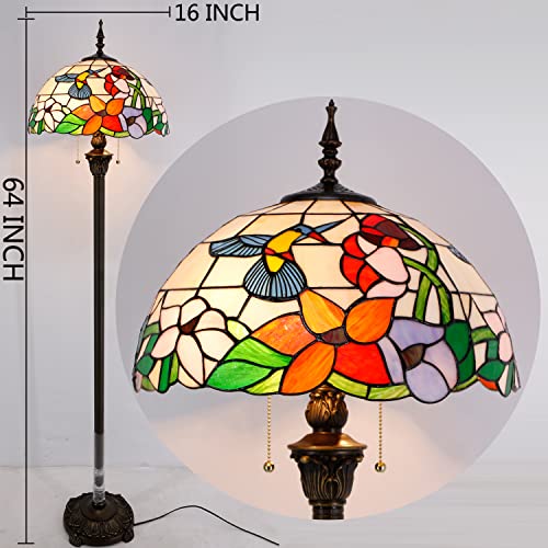 WERFACTORY Tiffany Floor Lamp 64 Inch Stained Glass Standing Reading Light