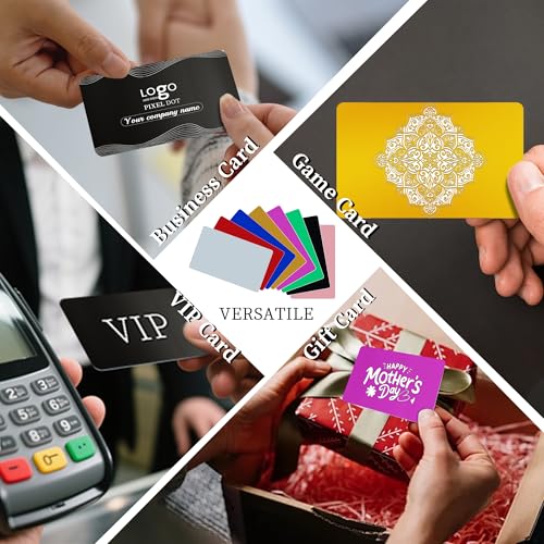 20-600 Custom Metal Business Cards with Personalized Logo/Text/Design/QR Code, Permanent & Clear Laser Engraving Info, Double-Sides Customizable, 0.5mm Anodized Aluminium