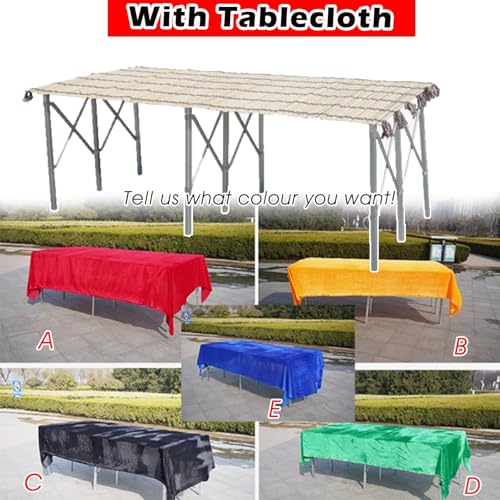 Folding Popup Promotional Counter Table Booth, Portable Metal Display Shelves for Vendors, Stall Holder and Table Stand W/ Tablecloth, Street Temporary Bar Counter Station(150x95cm(59x37 2/5in))
