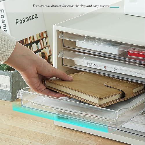 GenSDH A4 Flat File Cabinet Desktop Storage Box with Drawers for Office Supplies White Ideal for Home Office School Organize and Store Your Files Efficiently,Khaki