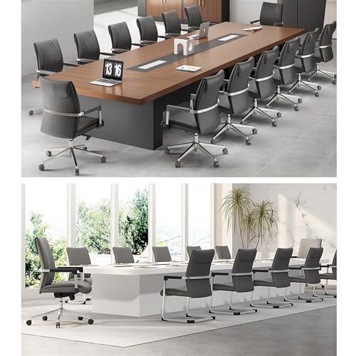Office Chair Ergonomic Chair Office Comfortable PU Leather Adjustable Swivel Desk and for Meeting Room and Home Use Adjustable(Black)