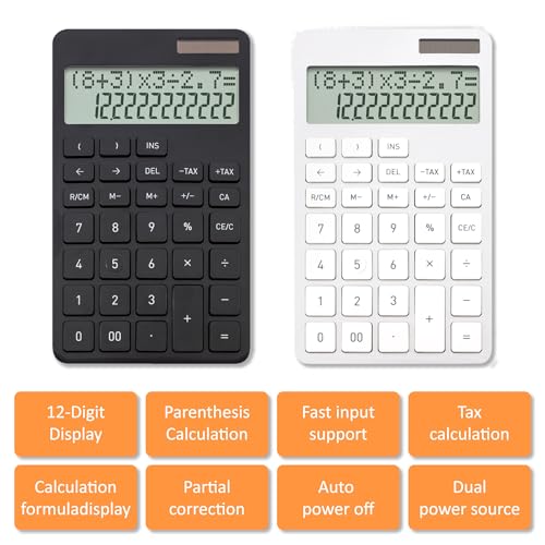 Calculator, Formula Display Calculator, Supports () Calculations, Black, C1258BK (Black)