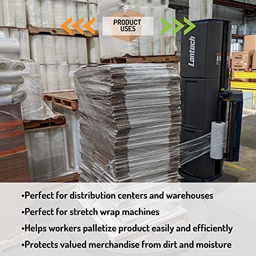 PSBM 2 Rolls 19.7 Inch x 5000 Feet 63 Gauge Machine Stretch Film/Wrap, Heavy Duty Industrial Strength Clear Shrink Plastic Wrap for Moving, Packing, Shipping, Pallet Wrapping & Storage