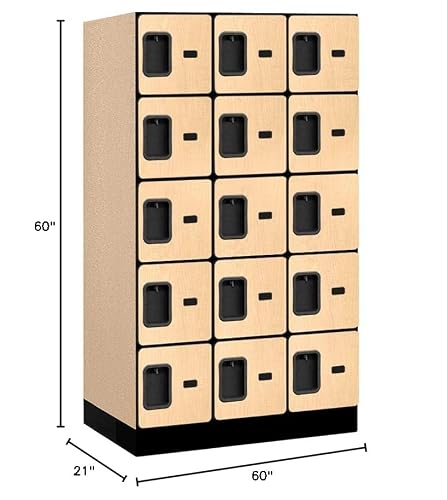 Salsbury Industries Five Tier Box Style Designer Wood Locker, Maple, 5' 3" x 21"