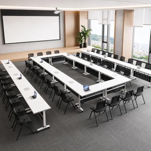 RIXNOMA Modern Modular Convertible Top Mobile Conference Table with Wheels, Joinable Folding Meeting Table for Office, Classroom and Seminar
