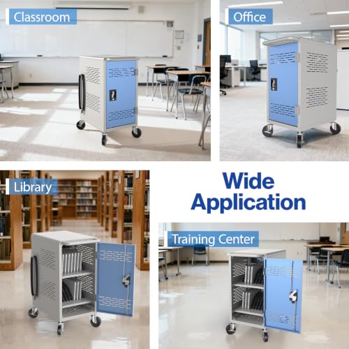POCHAR Fully Assembled 20 Devices Laptop Charging Cart for Chromebook iPad