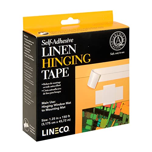 Lineco Self-Adhesive Linen Hinging Tape, White, 1.25 Inch x 150 Feet
