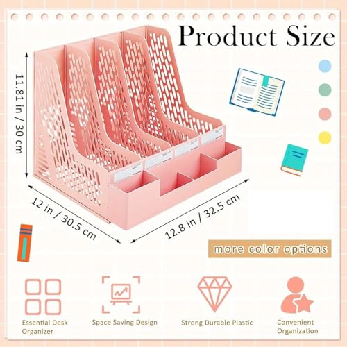 File Organizer Desk Organizer File Folder, Desktop Magazine Holder, Office Sorter Rack, Vertical Dividers Desk(Black)