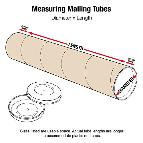 Aviditi Kraft Mailing Tubes with Caps, 2" x 24", Pack of 6, for Shipping, Storing, Mailing, and Protecting Documents, Blueprints and Posters