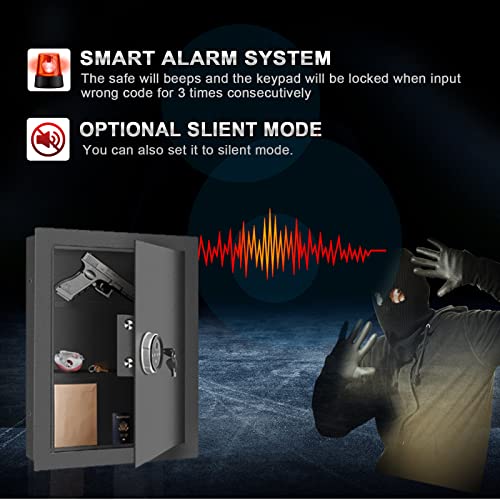 Biometric In‑Wall Safe Between Studs, Hidden Fingerprint Wall Safe