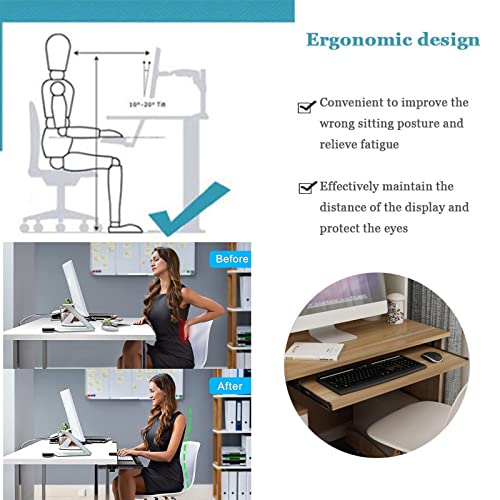 V3VOGUE Wooden Keyboard Tray Under Desk Slide-in/Out, Adjustable Keyboard and Mouse Platform, Keyboard Drawers Shelf Ergonomic, Improve Posture, for Home Office School Garage