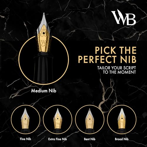 Wordsworth & Black Fountain Pen Set for Writing,Medium Nib, White Rose Gold