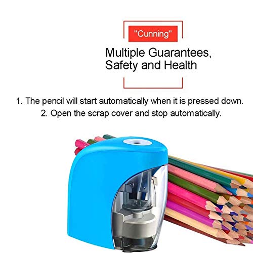 Electric Pencil Sharpener Pencil Sharpener Automatic Multifunctional Pencil Sharpener (Colour: Red) (Blue)