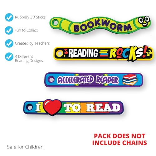 Brag Sticks to Improve Reading Participation and Habits Value Pack: Wearable Incentives for Students and Kids: 240 Sticks (60 Sticks for Each Design)
