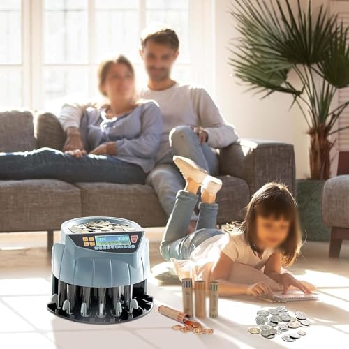CHANGLKJ Electric Coin Sorter, Coin Counter Machine with LED Display and 8 Coin Bins, 216 Units/min and Supports Counting and Sorting, Add and Batch Mode, for Supermarket, Shop, Home, Business