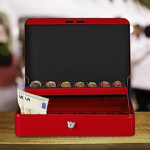 Relaxdays Cash Box, Coin Counter Tray Lockable Portable Change & Notes, H x