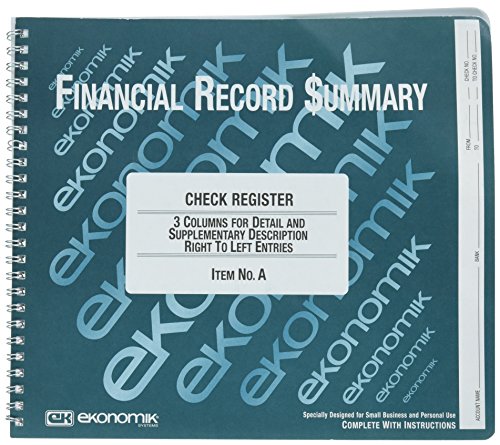 Ekonomik - Wirebound Check Register Accounting System, 8 3/4 x 10, 40-Page Book A (DMi EA