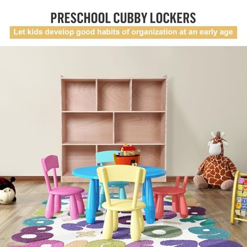 EcoSummer 8 Compartment Storage Cubby, Mobile Storage Cabinet for Classrooms, Classroom Cubbies, Daycare Toy Shelves with 4 Casters, 2 Storage Boxes for Home, School, Kindergarte