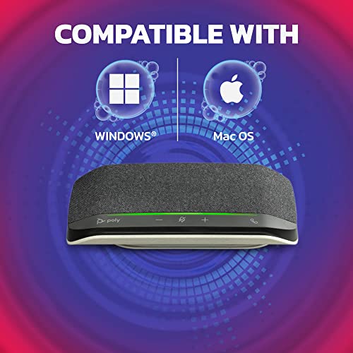 Poly Sync 10 USB (Plantronics) Smart Speaker w/Mic - Portable Speakerphone Connects to PC or Mac-Includes USB-A/C, Noise/Echo Reduction - Works w/Video Meetings Zoom, Google, Webex, Rich Full Audio