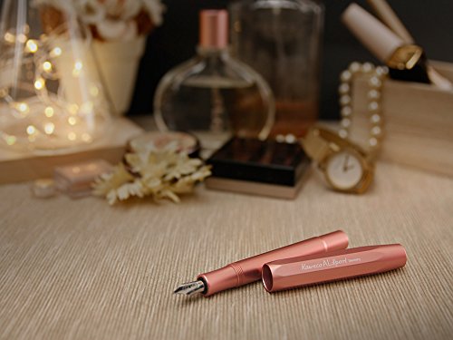 Kaweco AL Sport Fountain Pen Rose Gold, Fine Nib Sport Octagonal Clip Chrome