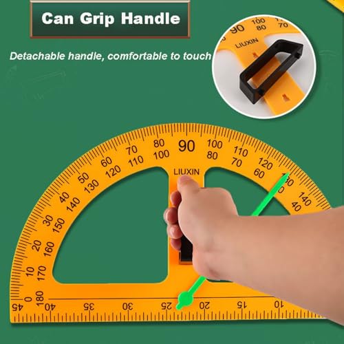 Magnetic Triangular Scale Ruler Set Drafting Tools Mathematics Protractor Pencil Compass, Math Geometry Classroom Teaching Measurement Set Oversized Ruler (3 Pcs Ruler and Protractor)