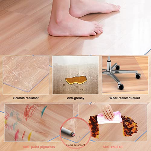 Rectangular Clear Chair Mat for Carpet Tiles and Hard Floors,3mm Thick Office Mats for Rolling Chairs,Waterproof High Impact Strength Transparent Floor Protector Mat (120x270cm/47.2x106.3in)