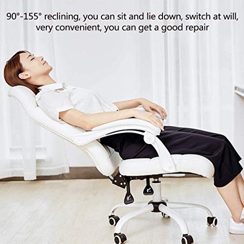 Office Chair Swivel Desk Chair Simple Boss Recliner Comfortable Home High Chair Conference Swivel Chair Lift Chair Rotatable Reclining (Color : Brown) (White)