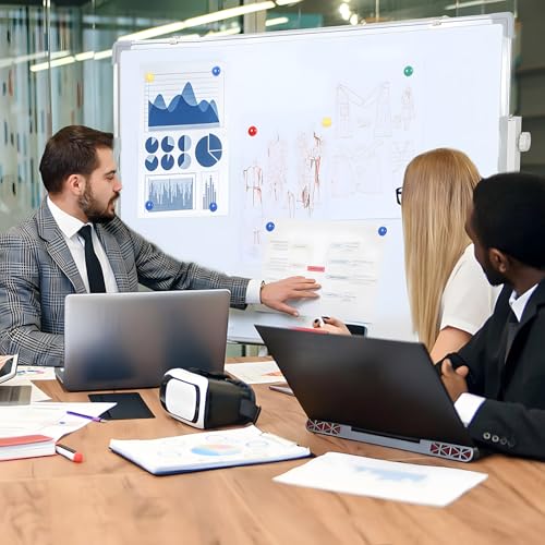 Mobile Whiteboard with Stand 36"x 24" Portable Magnetic Dry Erase Board on Wheels Included 12 Magnets, 5 Markers & 1 Eraser