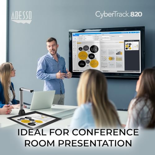 Adesso 4K 8.0 Megapixel Document Camera Classroom Projector for Teachers Video Recording, Photo Capture, OCR Text Recognition, Digital Zoom & Autofocus, Instant Business Scanner Camera Cybertrack 820