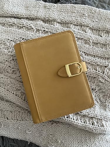 Suede Leather Planner Binder Cover 6 Ring – Personal Size Refillable Organizer, Fits Filofax Personal & Franklin Covey Compact