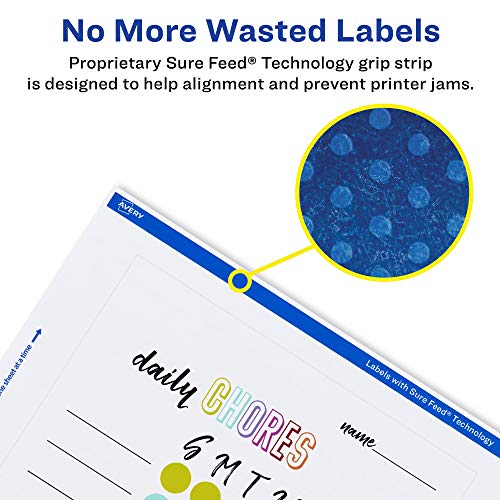Avery® Matte White Rectangle Labels, Sure Feed® Technology, 4" x 6", 500 White Labels, Print-to-The-Edge, Permanent Adhesive, Laser/Inkjet Printable