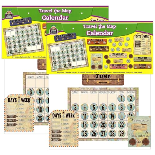 Teacher Created Resources Travel The Map Calendar Bulletin Board Set, 2 Sets (TCR8567-2)