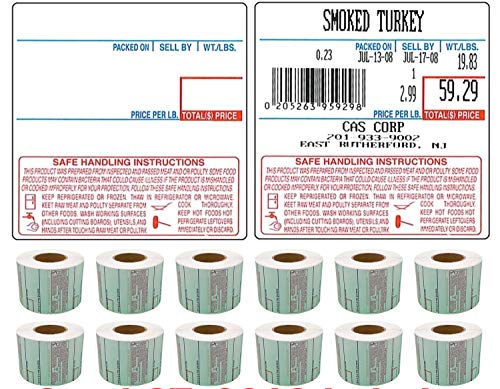 CAS LST-8040 Printing Scale Label, 58 x 60 mm, UPC/Safe Handling - CASE of 12 Rolls