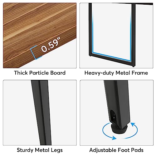 Tribesigns 8FT Conference Table, 94.48L x 47.24W x 29.52H Inches Boat Shaped Meeting Table with Rectangle Grommet, Modern Seminar Boardroom Table for Office Conference Room (8ft, Walnut & Black)