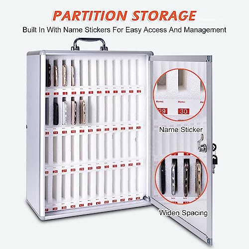 KOMFGT Wall Mounted Phone Safe Boxes with Combination Lock, Phone Locker,Cell Phone Holder,Mobile Phone Safe for Company Conference Room(Silver-12)