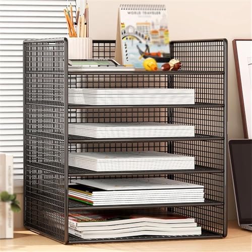 Desk File Organizer, Wiremesh 6 Tier Letter Tray Document Storage A4 Filing Paper Organiser Desk Tidy
