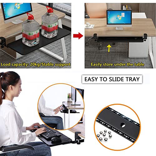 IBOWZ Keyboard Drawer Tray 4 Colours Wooden Adjustable,Ergonomics Desk Extender,Improve Posture,for People Who Often Use Computers,Slide-Out Keyboard Drawers Platforms