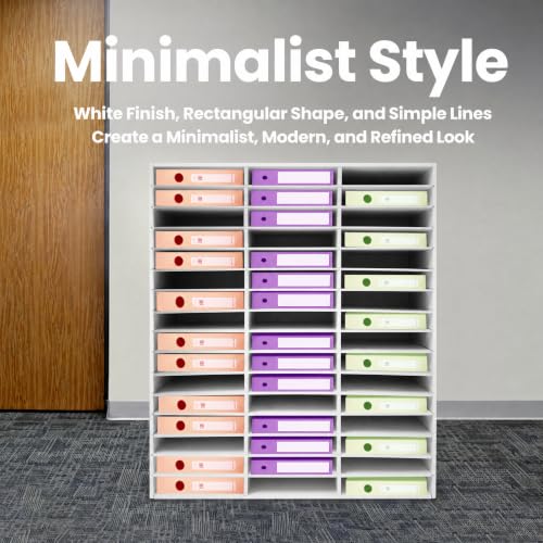 Mail Sorter, 48 Slot Desktop File Organizer, Adjustable, White