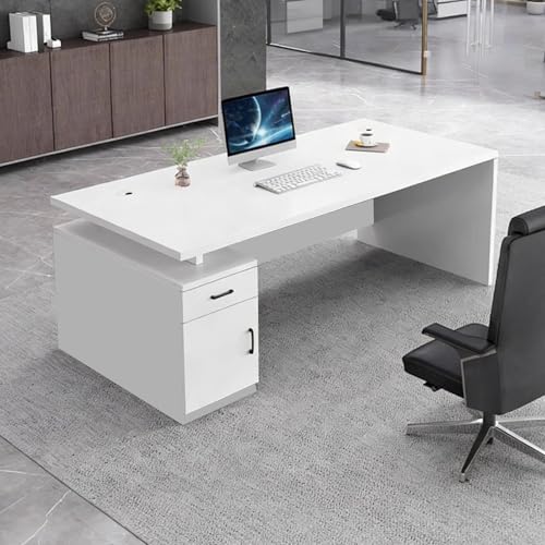 WYBFCWY Executive Office Desk with Storage Cabinet,Large Computer Desk for Home Office,Boss Table,Business Workstation,Modern Manager Desk for Manager,Employee,Home Office