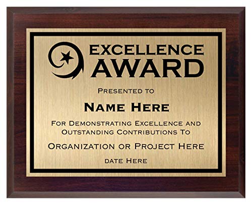 Awards4U Excellence Award Plaque - Personalized Plaque for Employee Recognition and Appreciation Size 10x8 - Customize Now!