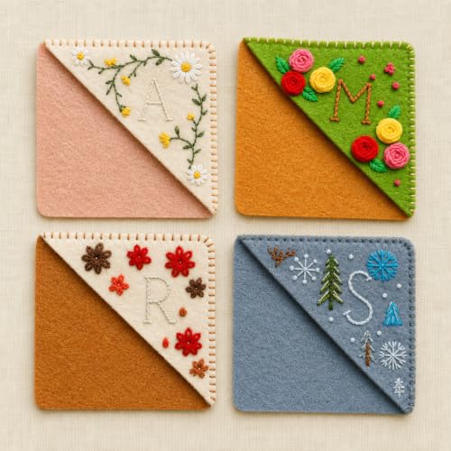 Personalized Embroidered Corner Bookmark, Floral Custom Book Mark (Fall)