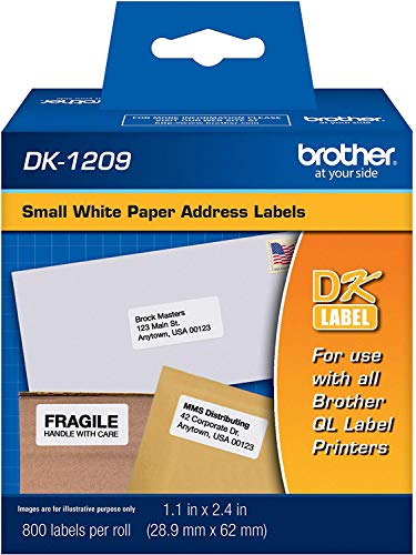 Brother DK-1209 Small Address Paper Label Roll, Die-Cut Paper Labels, Engineered for Excellence, 800 Labels Per Roll, Pack of 6
