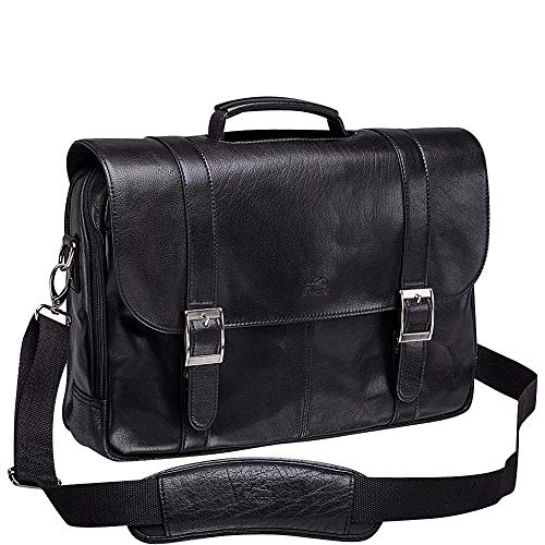 Mancini Leather Goods Buffalo Leather Double Compartment 15.6" Laptop Briefcase
