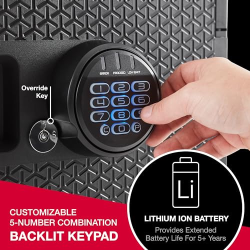 SentrySafe Fireproof and Waterproof Large Safe with Backlit Digital Keypad and Override Key for Passports, Money, Jewelry, 0.81 Cubic Feet, FPW082HTC